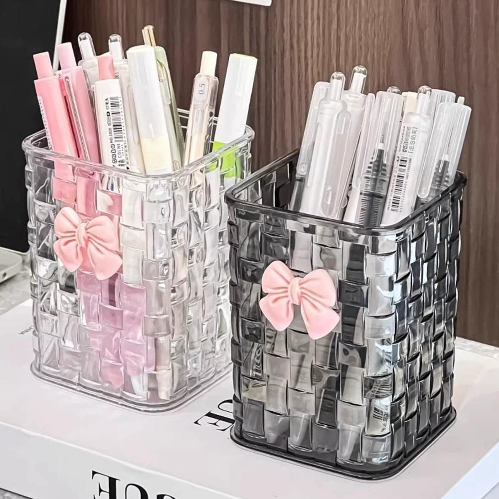 Clear Makeup Organizer with Bow Detail