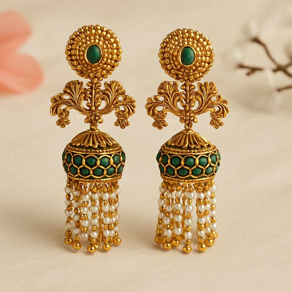 Emerald jhumkas
