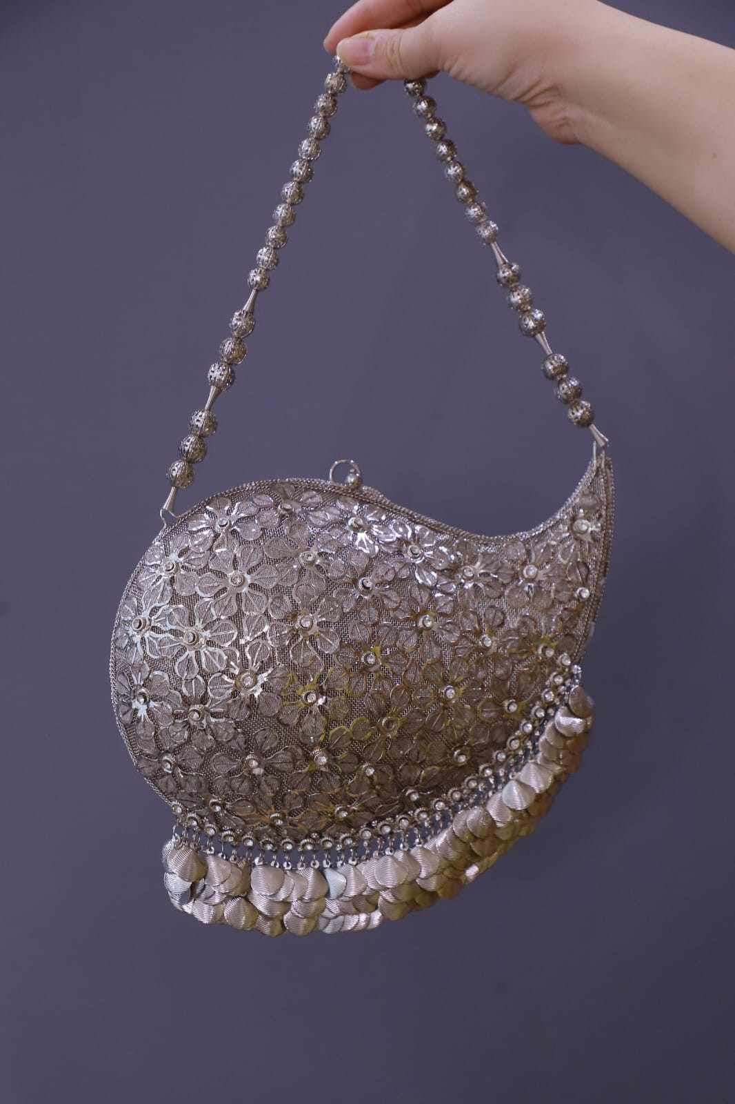 Moonlit Bloom Metal Clutch
