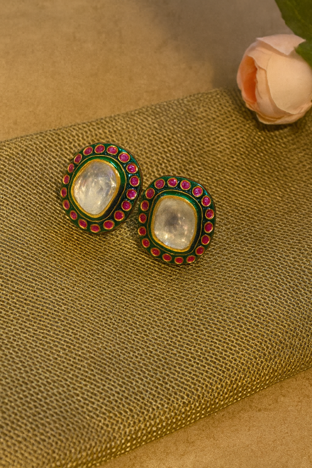 Polki perfection ,inlay of rubies