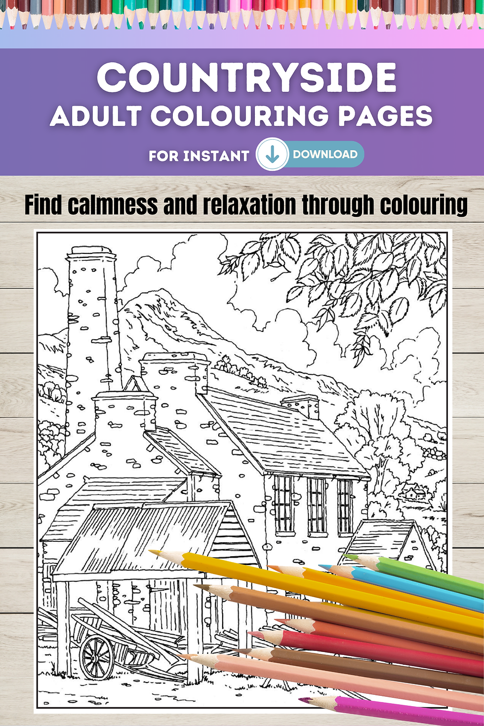 Thumbnail: Doodle Design Countryside Adult Colouring