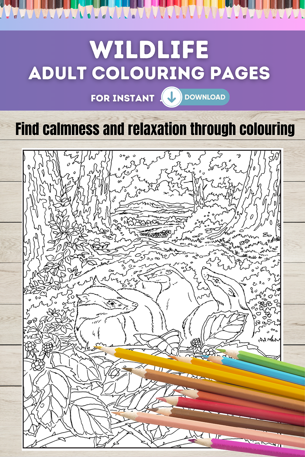 Thumbnail: Doodle Design Wildlife Adult Colouring