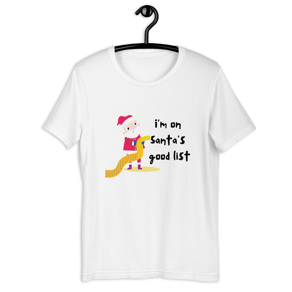 Miniature : I'm On Santa's Good List Unisex Christmas Short Sleeve Adult T-shirt