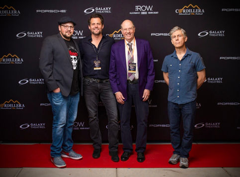 Austin with Kris Polaha, Stephen Tobolowsky & Chris Parnell on the red carpet at the 2025 Cordillera International Film Festival for the world premiere of "MIMICS"