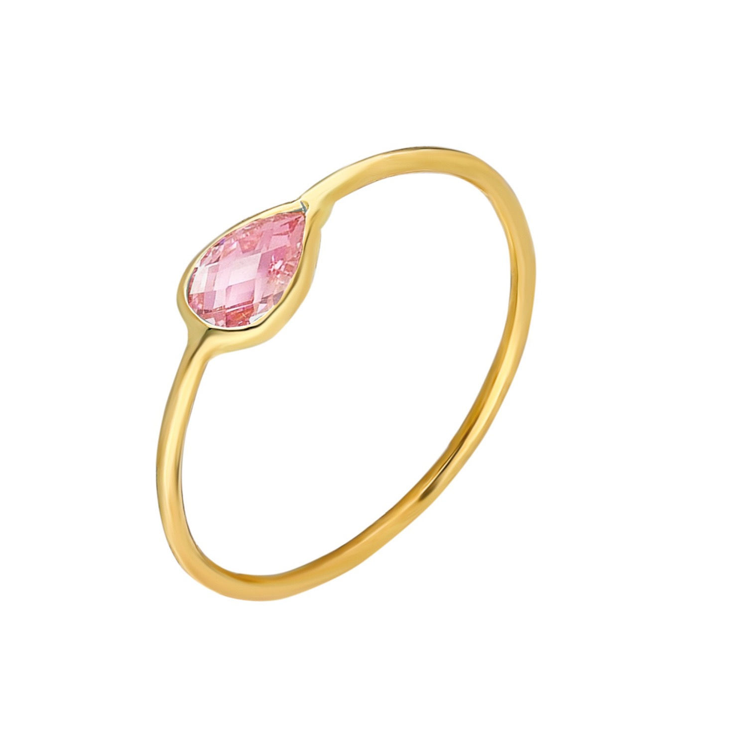 Ring Gold Pink Pave Drop