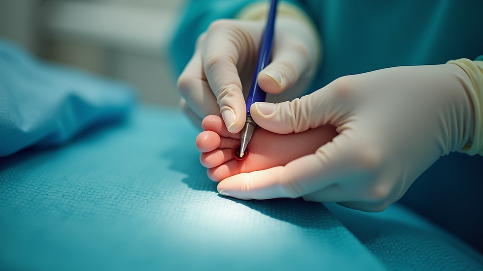 Close-up view of diabetic foot wound treatment in medical clinic