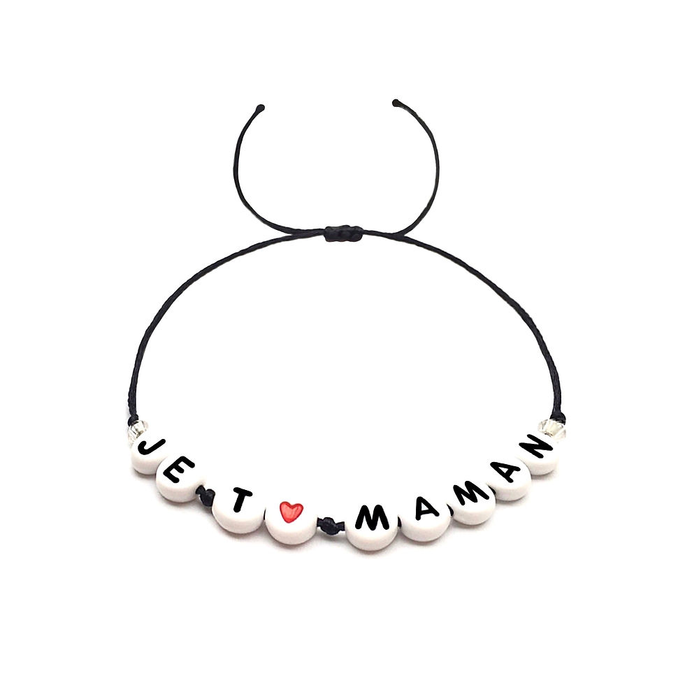Bracelet personnalisé JE T'AIME MAMAN avec prénom message texte logo