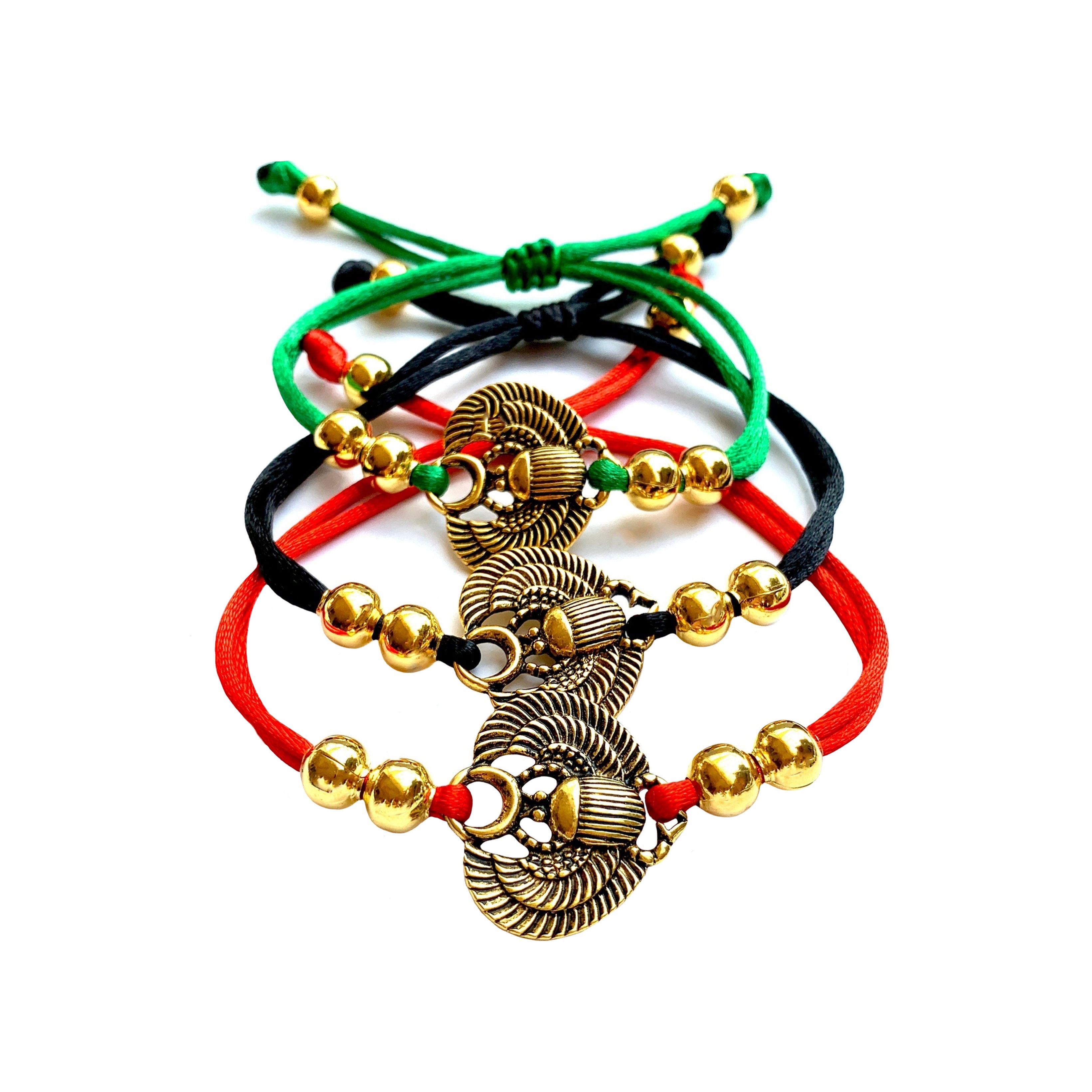 Bracelet personnalisé Talisman Amulette Porte Bonheur SCARABÉE ÉGYPTIEN EGYPTE PHARAON PYRAMIDE