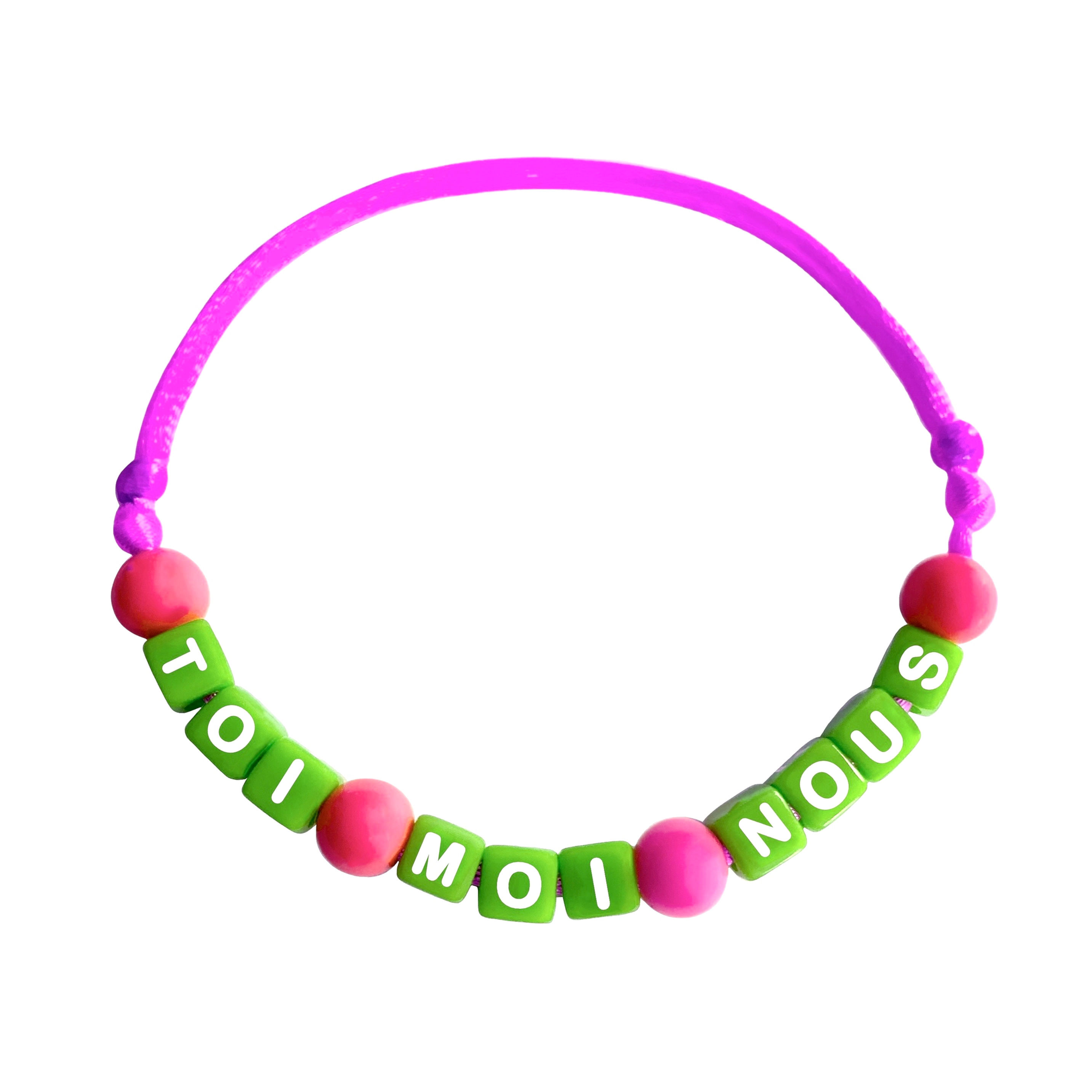 Bracelet TOI MOI NOUS personnalisé réversible imperméable avec texte message