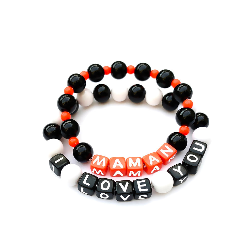 Bracelet perles multicolore personnalisable avec nom prénom message lettre perle Alphabet cube carré