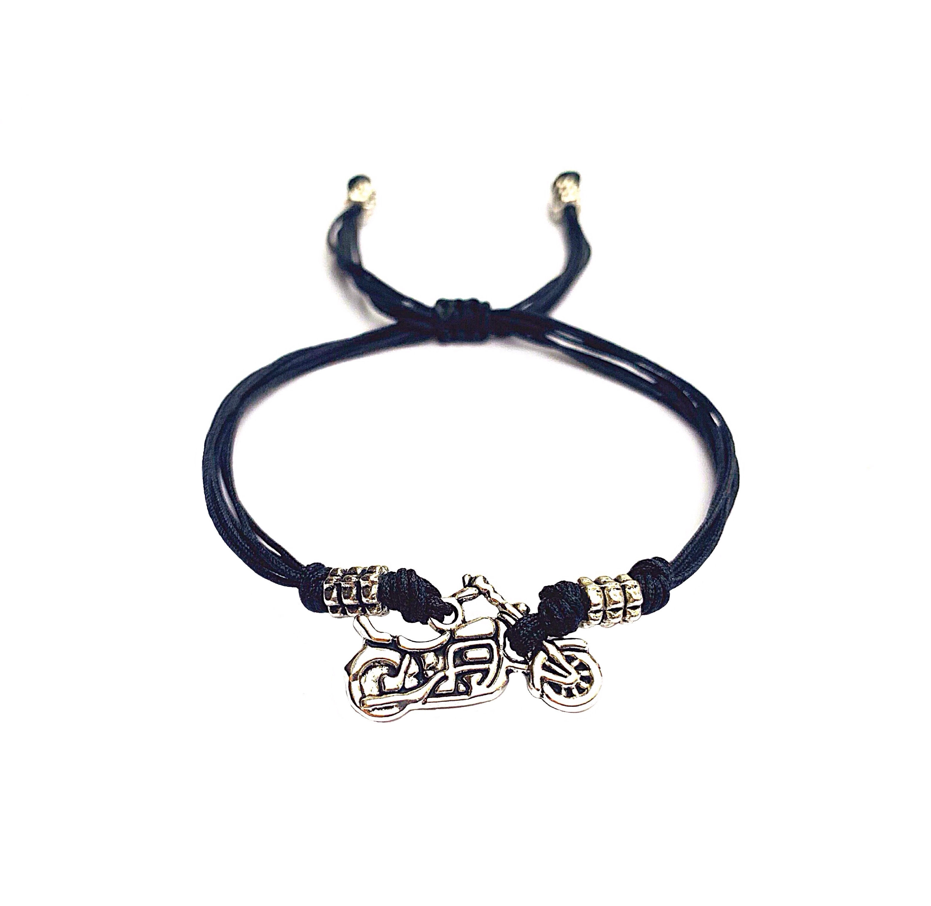 Bracelet mode homme MOTO. MOTARD. BIKER. SPORT VITESSE. DEUX ROUES. HARLEY Cordon en satin, Perles tibét