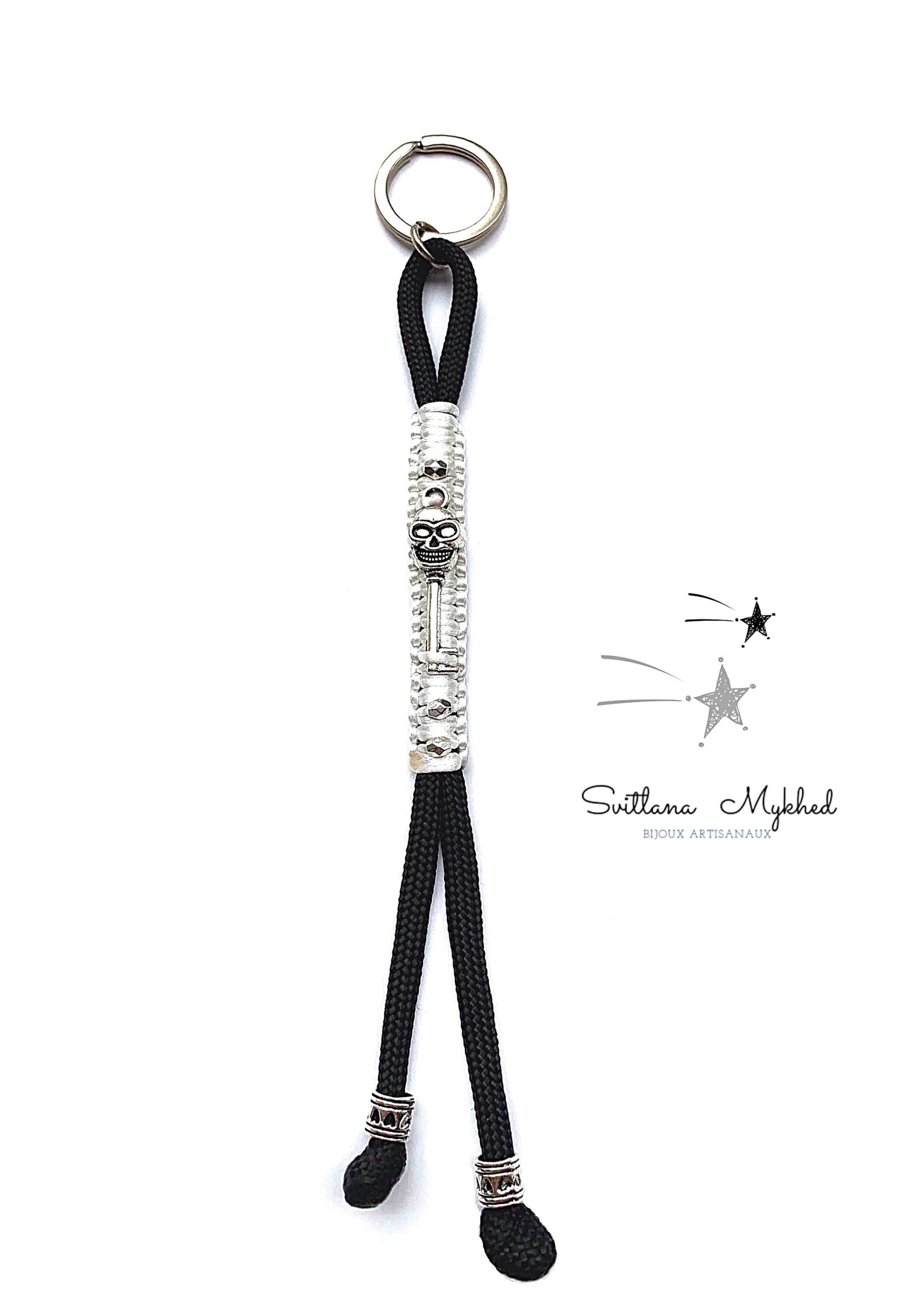 Porte clefs personnalisé TETE DE MORT SCULL SQUELETTE DEATH Perles Tibétaines; Breloque, Accessoire, Bijou de sac à personnal