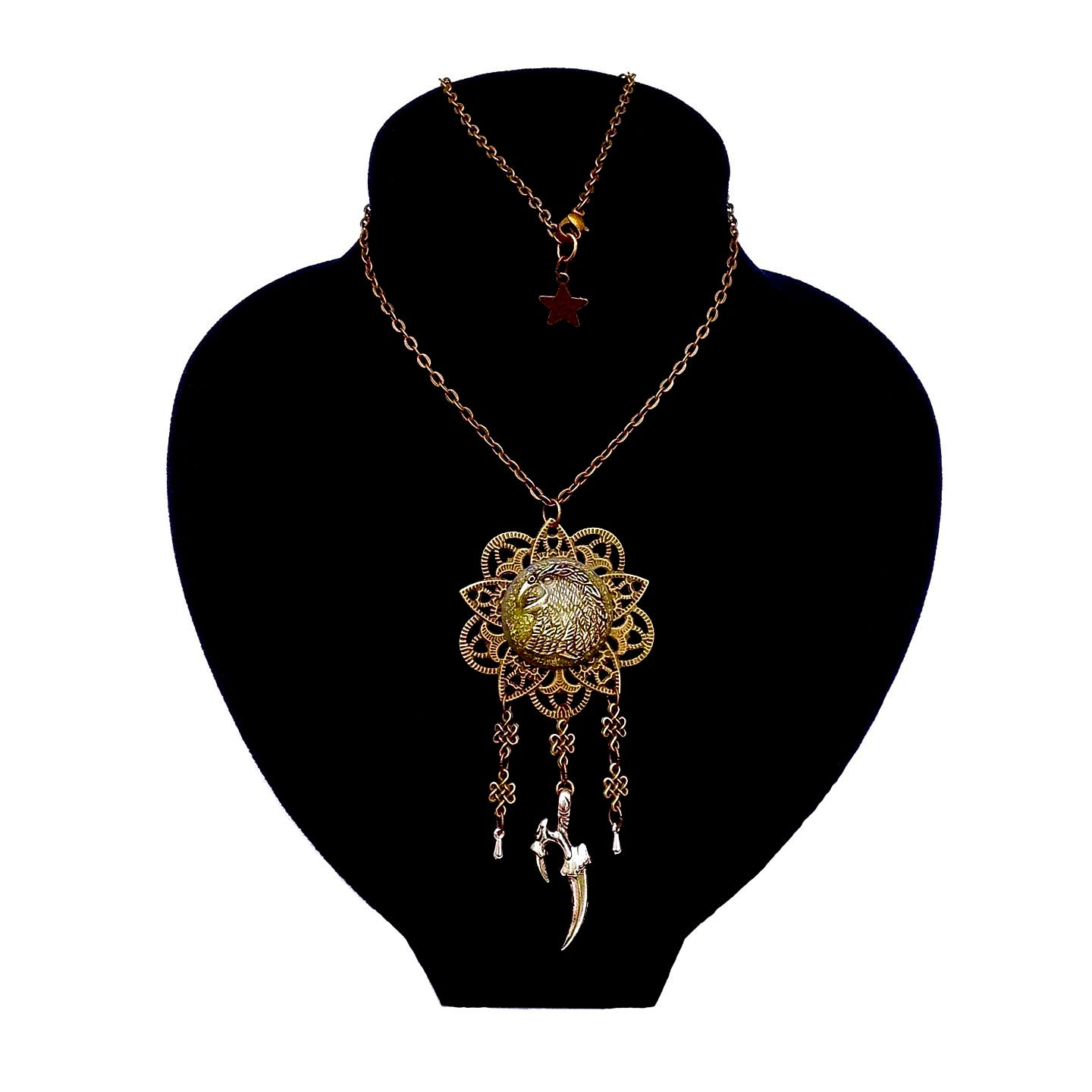 Longue Collier chaîne AIGLE FAUCON GRIFFE métal bronze bijou fantaisie haute qualité pour homme garçon pas cher