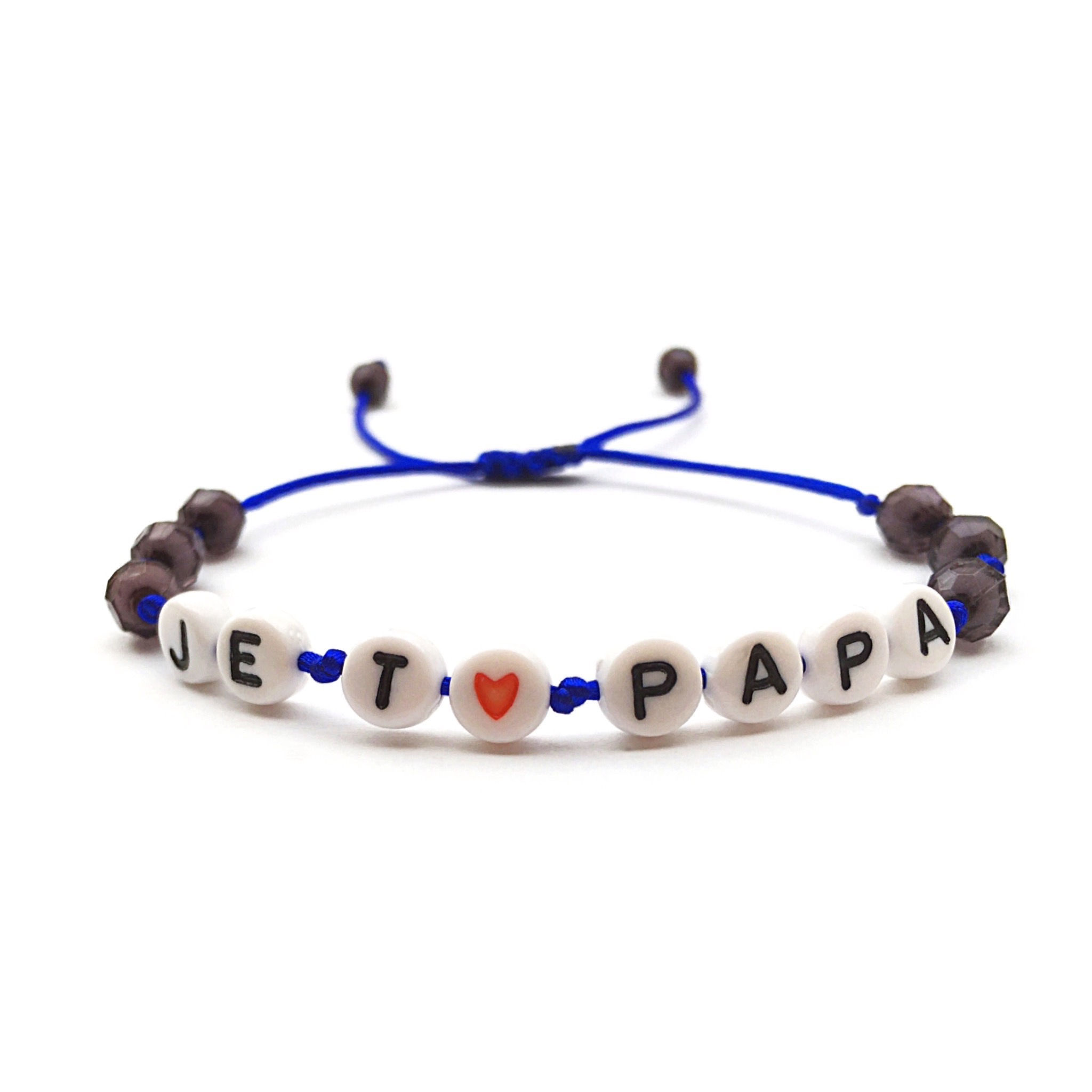 Bracelet Je t'aime Papa personnalisé avec prénom message texte logo réglable réversible
