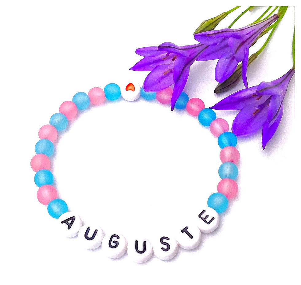 Bracelet AUGUSTE réversible personnalisé avec prénom message texte logo sur fil élastique