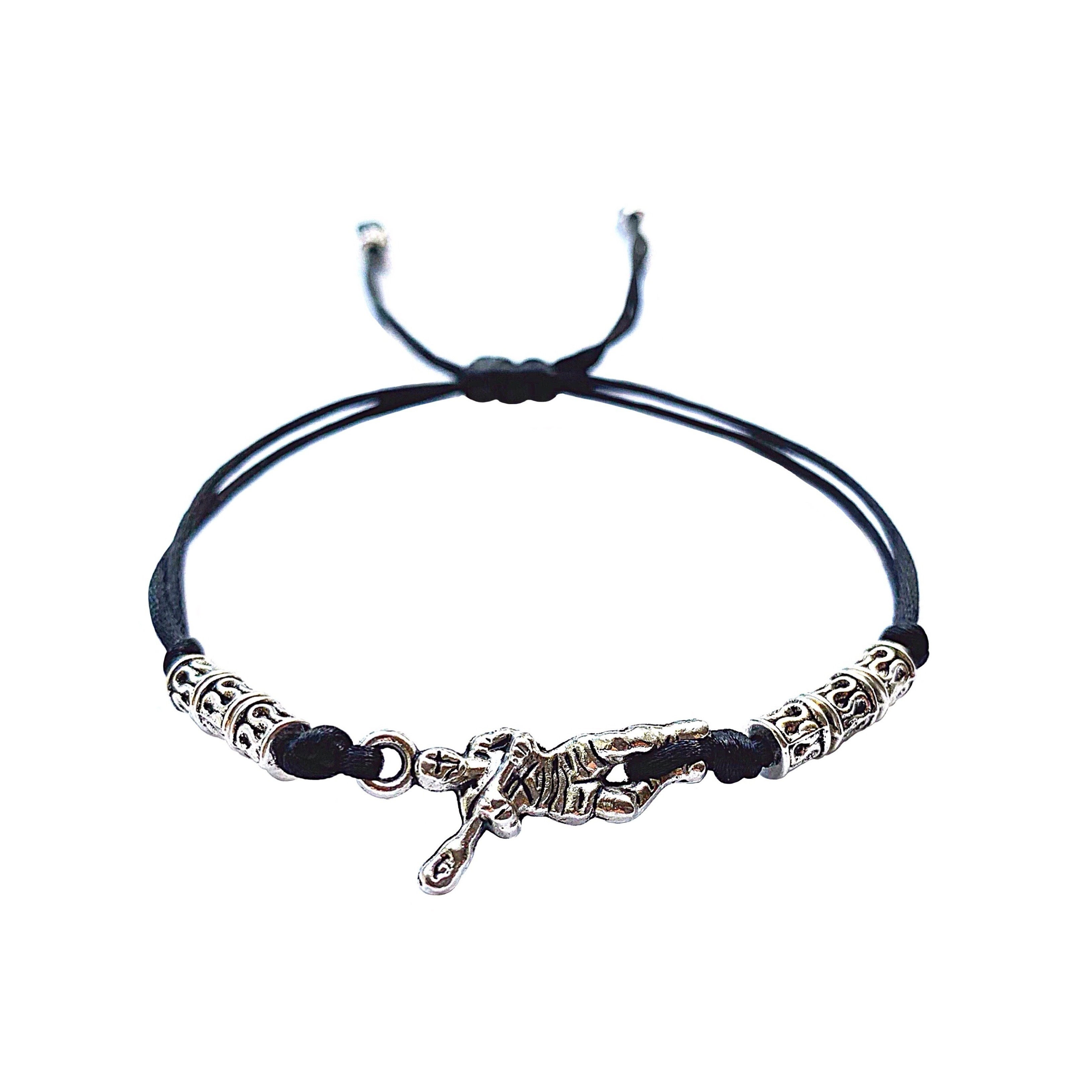 Bracelet à personnaliser style sport BASEBALL JEU AMERICAIN. CRICKET perles tibétaines. Cordon satin multicolore