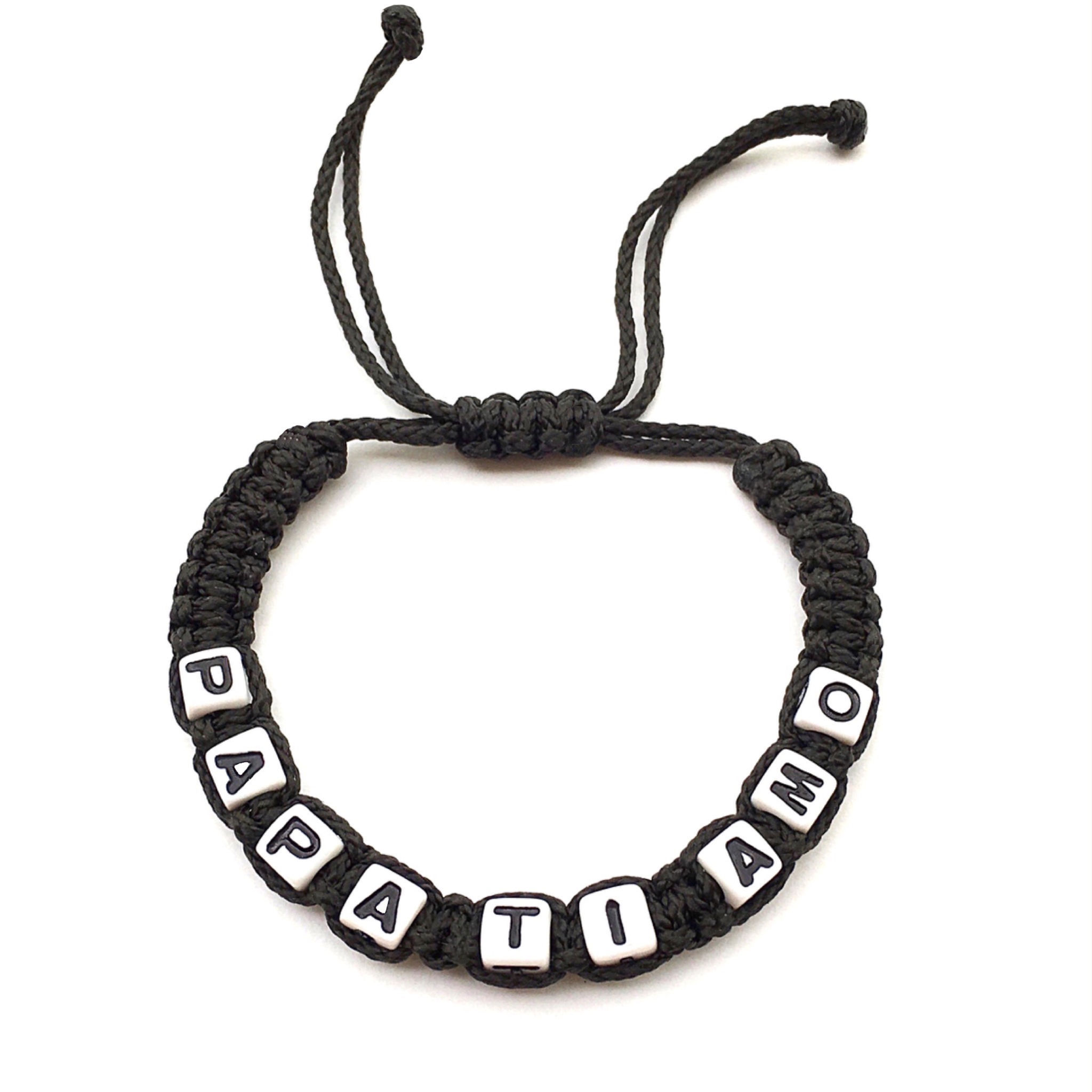 Bracelet tressé personnalisé PAPA TI AMO avec prénom message text