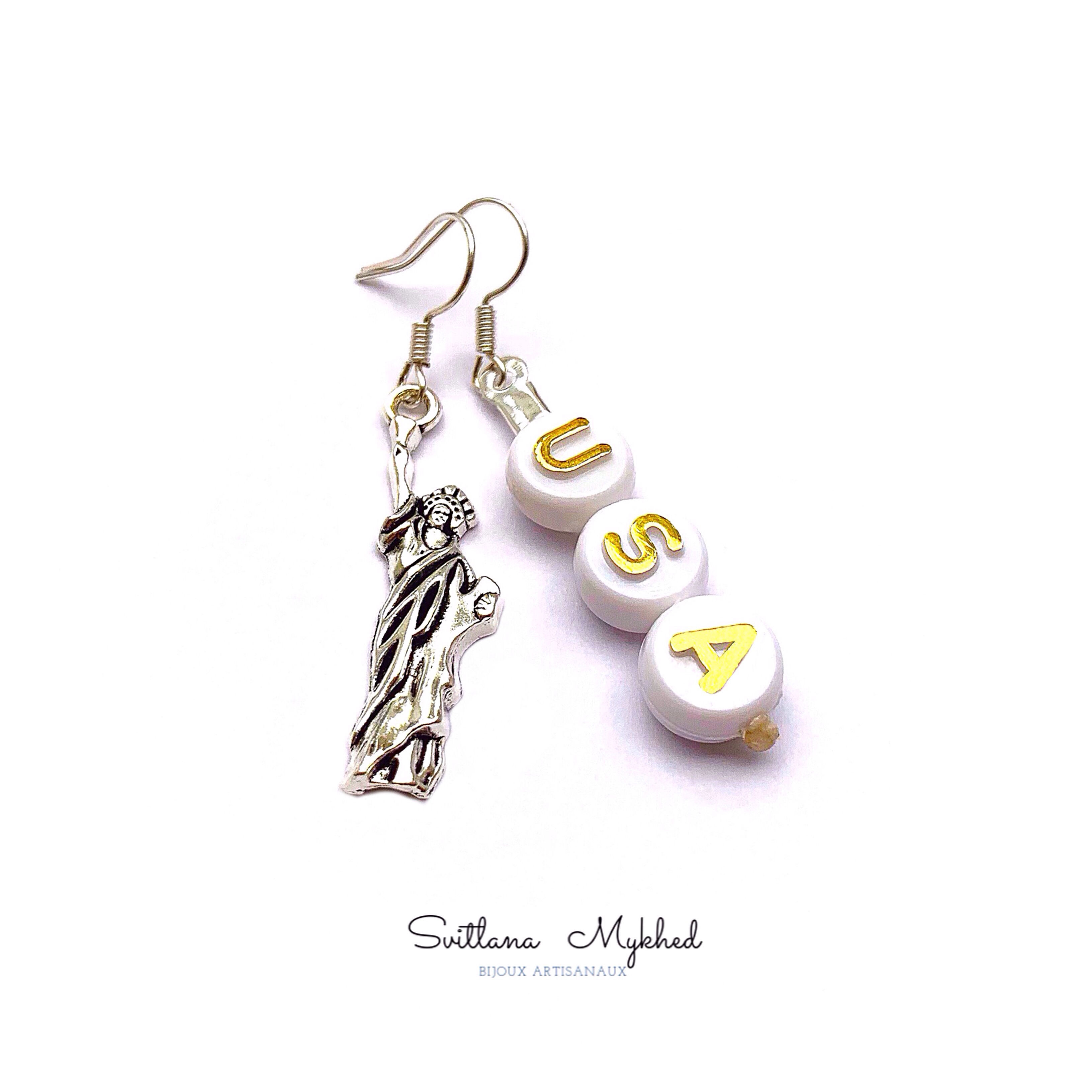 Boucles d'oreilles STATUE DE LA LIBERTÉ. USA LES ÉTATS UNIS. UNITED STATES OF AMERICA