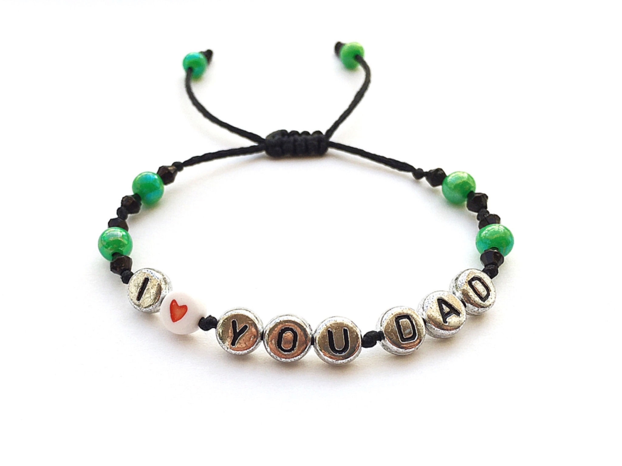 Bracelet I LOVE YOU DAD personnalisé avec prénom message texte logo réglable réversible