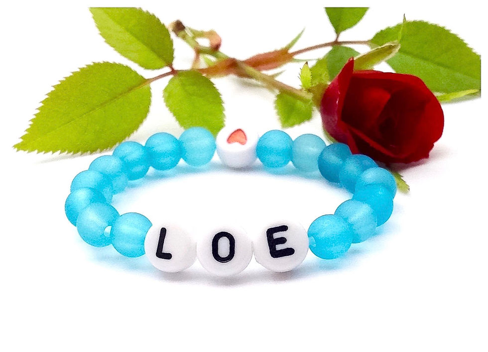 Bracelet LOE réversible personnalisé avec prénom message texte logo sur fil élastique