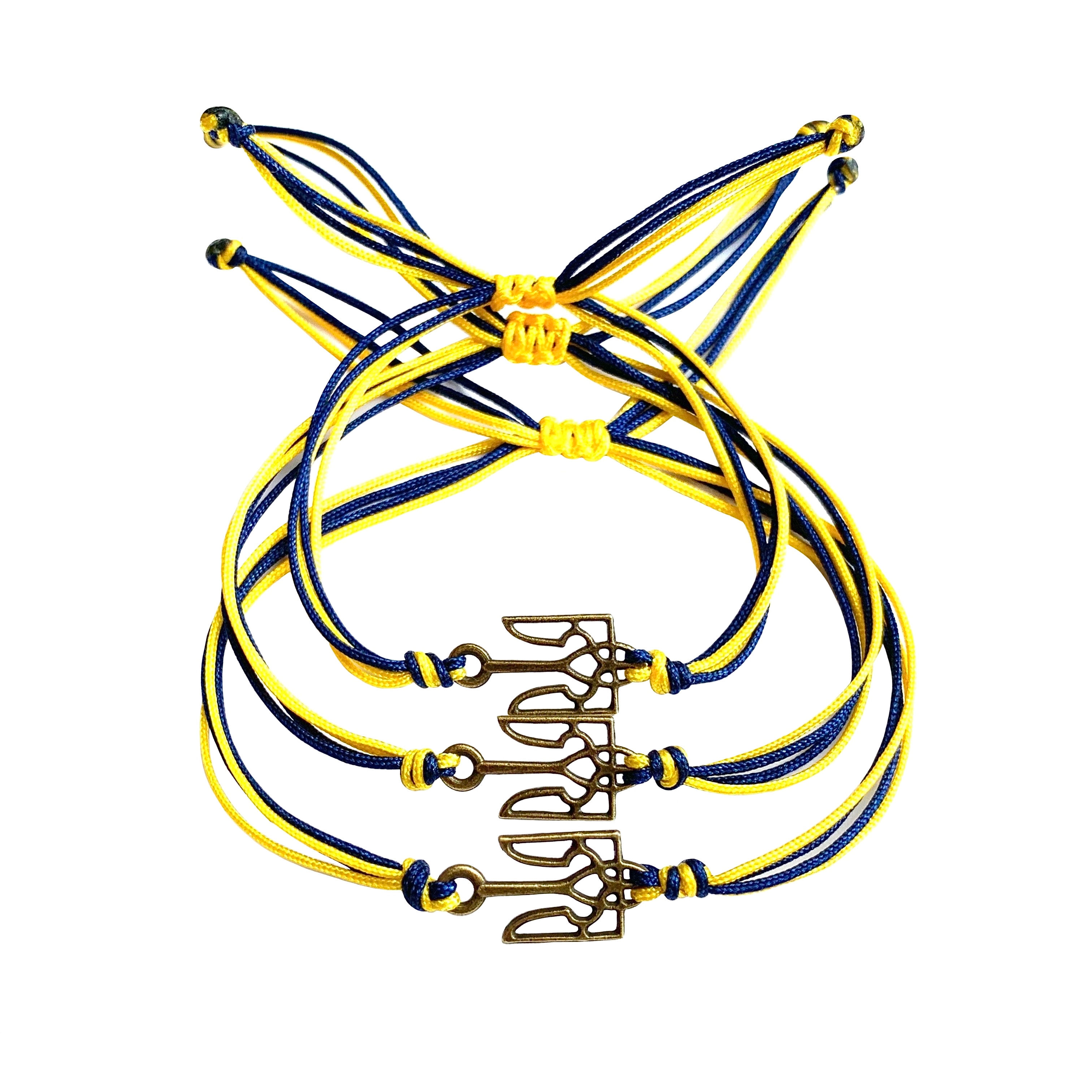 Bracelet symbole National Emblème Trident Drapeau de l'Ukraine Kiev bleu jaune