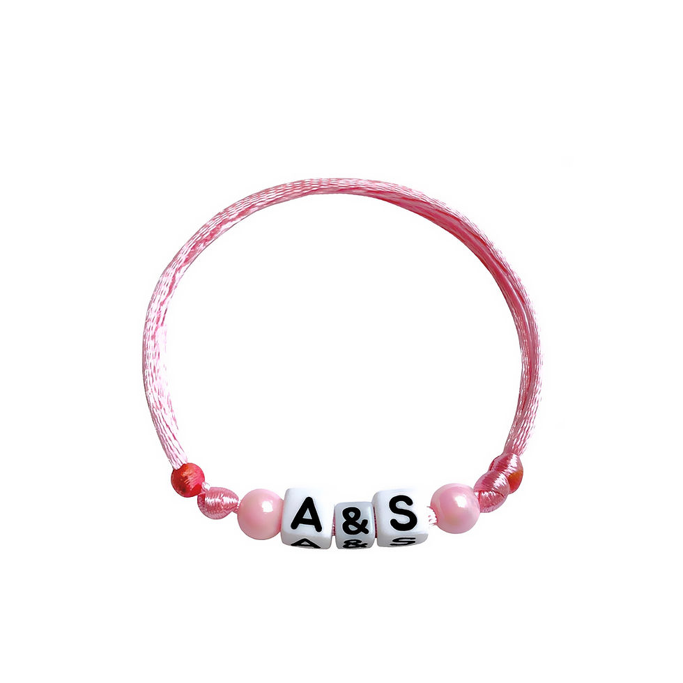 Bracelet initiales A&S personnalisé avec prénom texte message logo taille couleur de perles