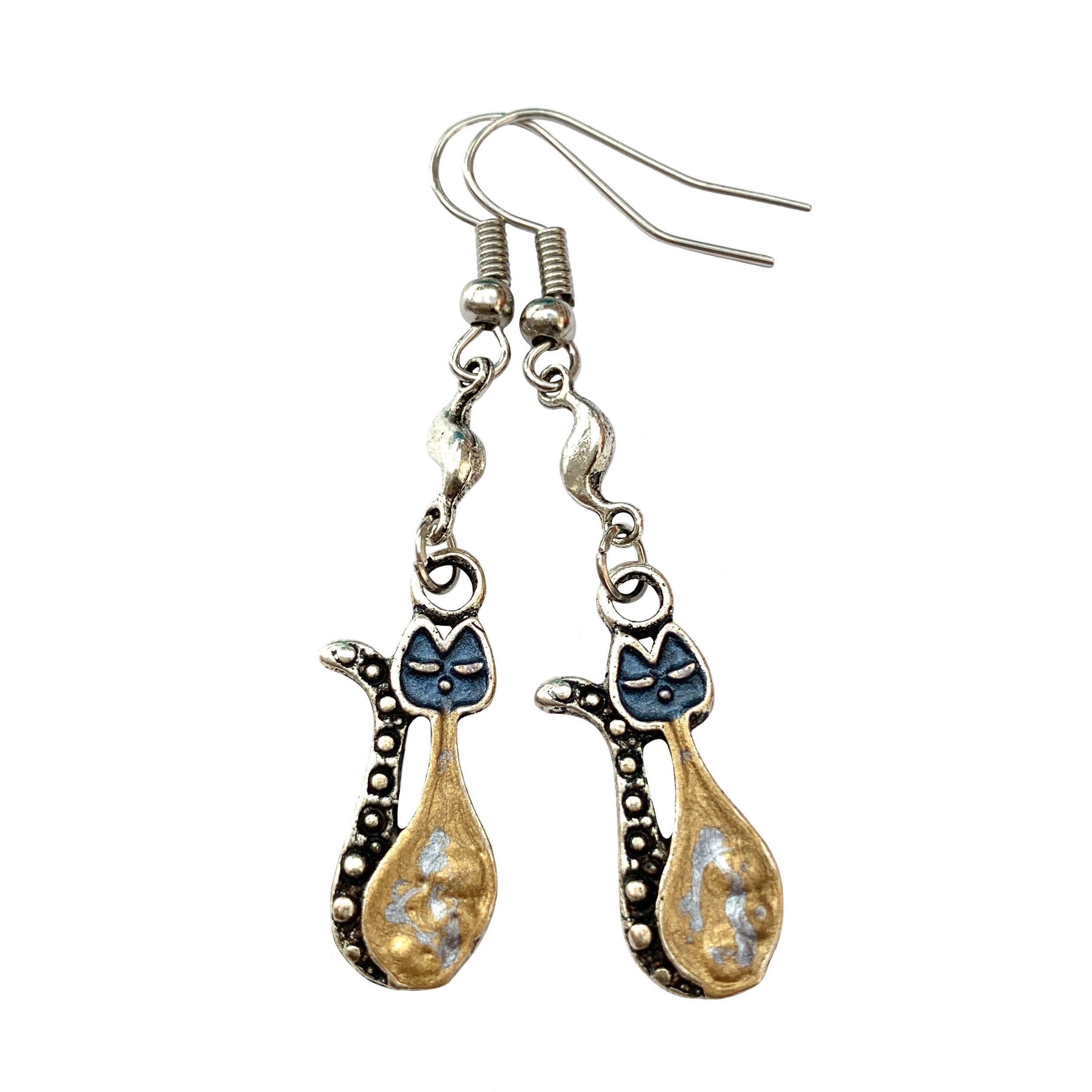 Boucles d'oreilles fantaisies CHATON. MIAOU. CHAT CAT