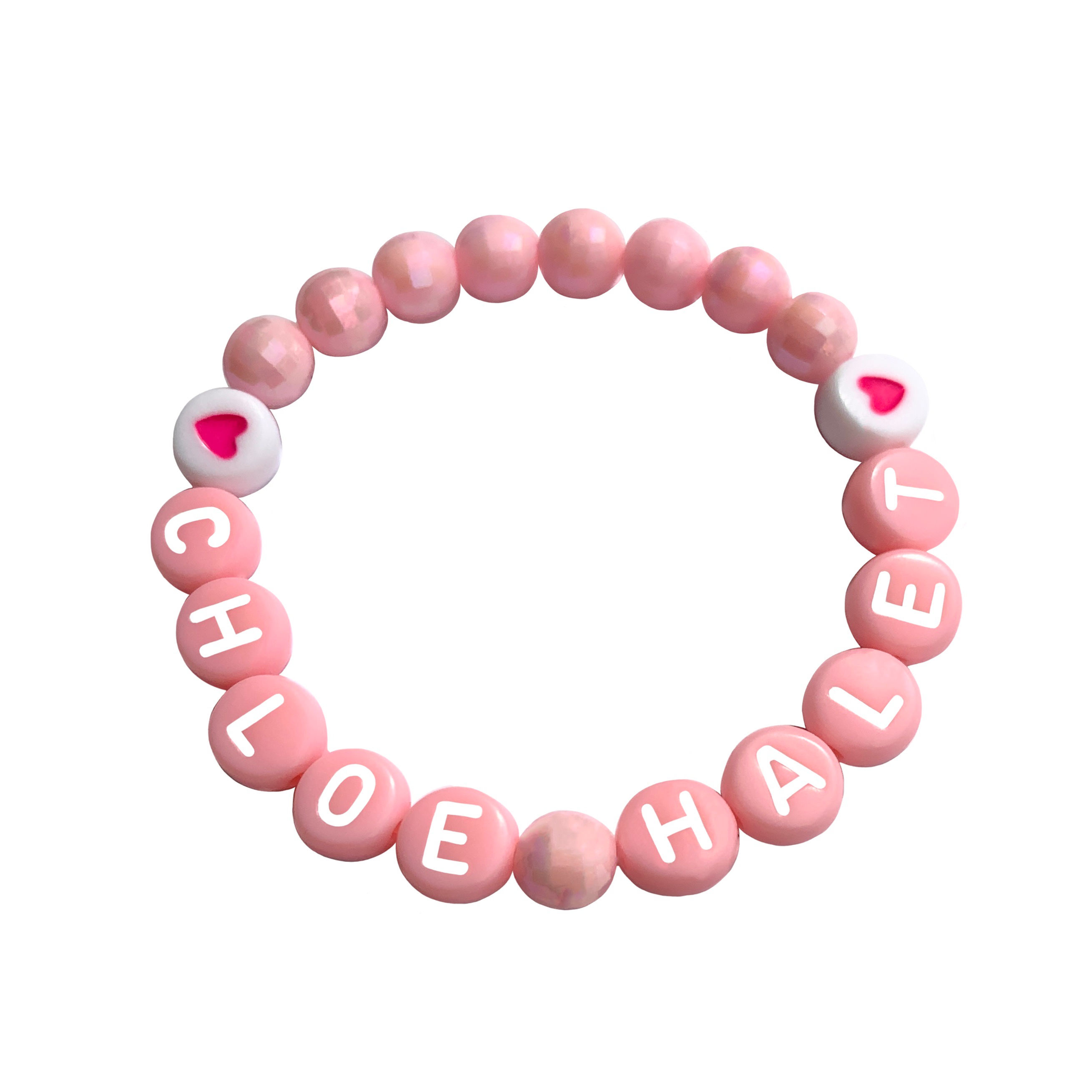 Bracelet Chloe Halet réversible personnalisé avec prénom message texte logo sur fil élastique