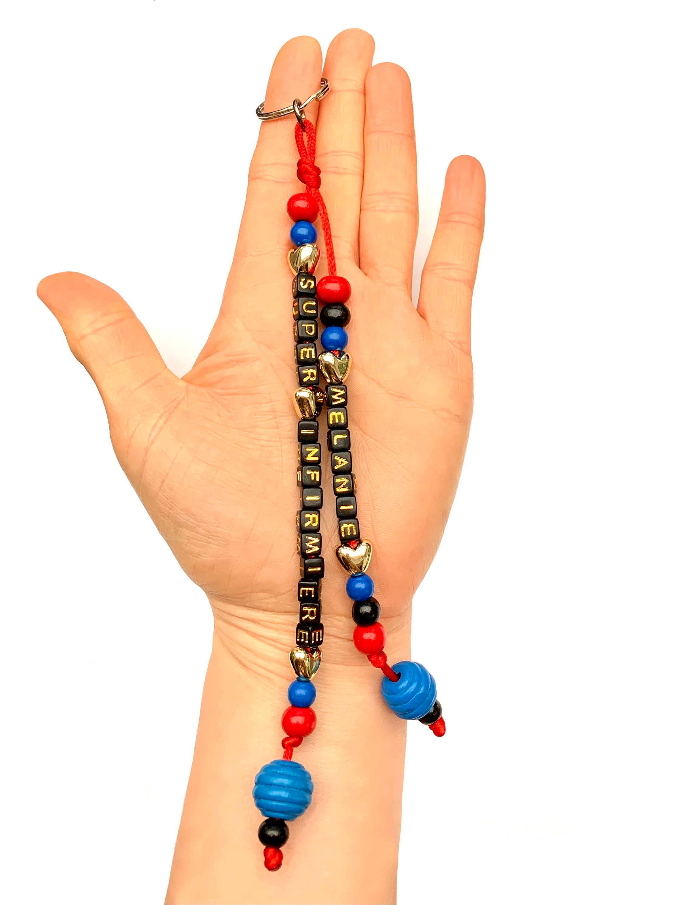 Porte clés personnalisé Melanie Super Infirmière  avec prénom texte message