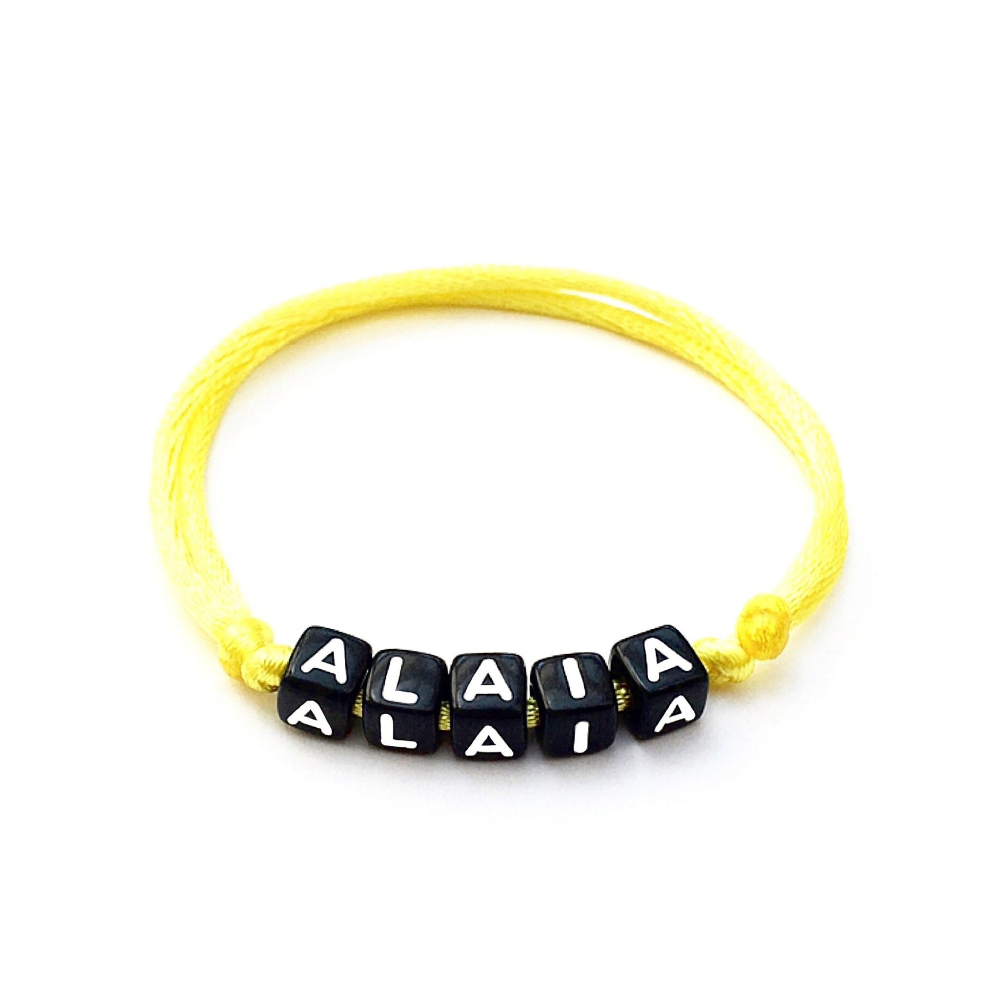 Bracelet ALAIA à personnaliser prénom, texte, message, logo, taille, couleur de perles et cordon aux choix; bracelet nominé