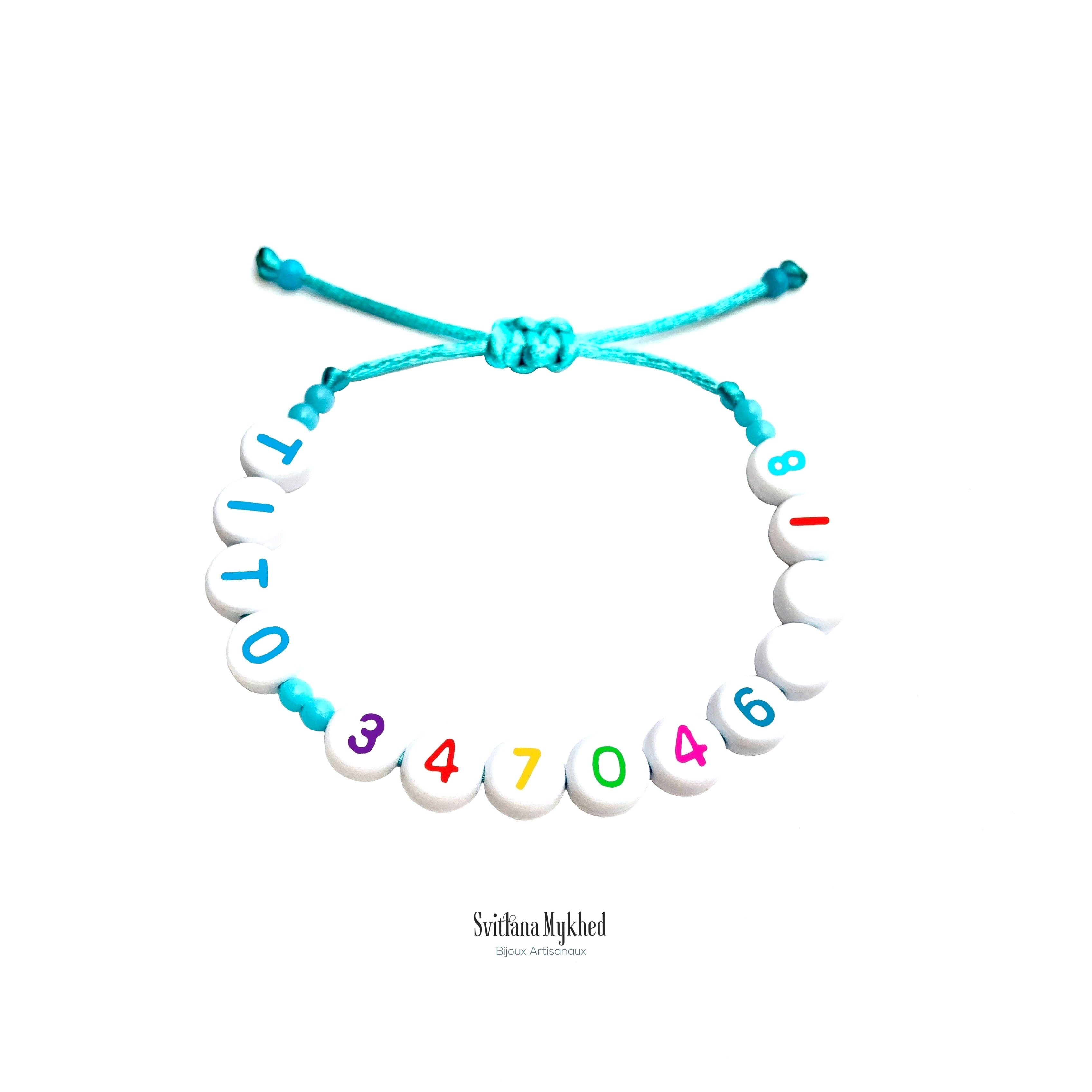 Bracelet de Sécurité et d'identification TITO avec Prénom Numéro de téléphone code chiffre