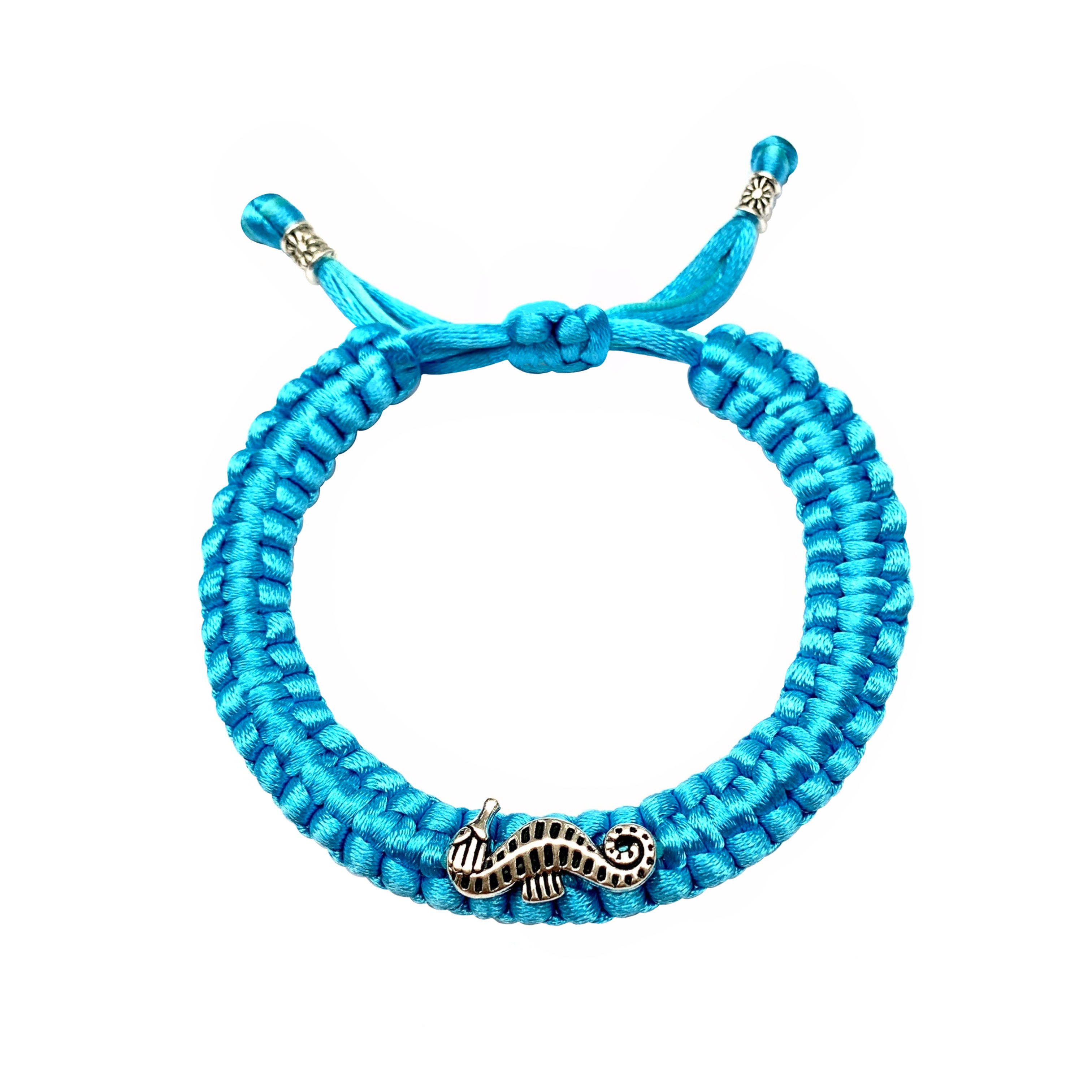 Bracelet personnalisé tressé tissé HIPPOCAMPE MARIN OCEAN NAUTIQUE bijoux fait main pour homme femme enfant