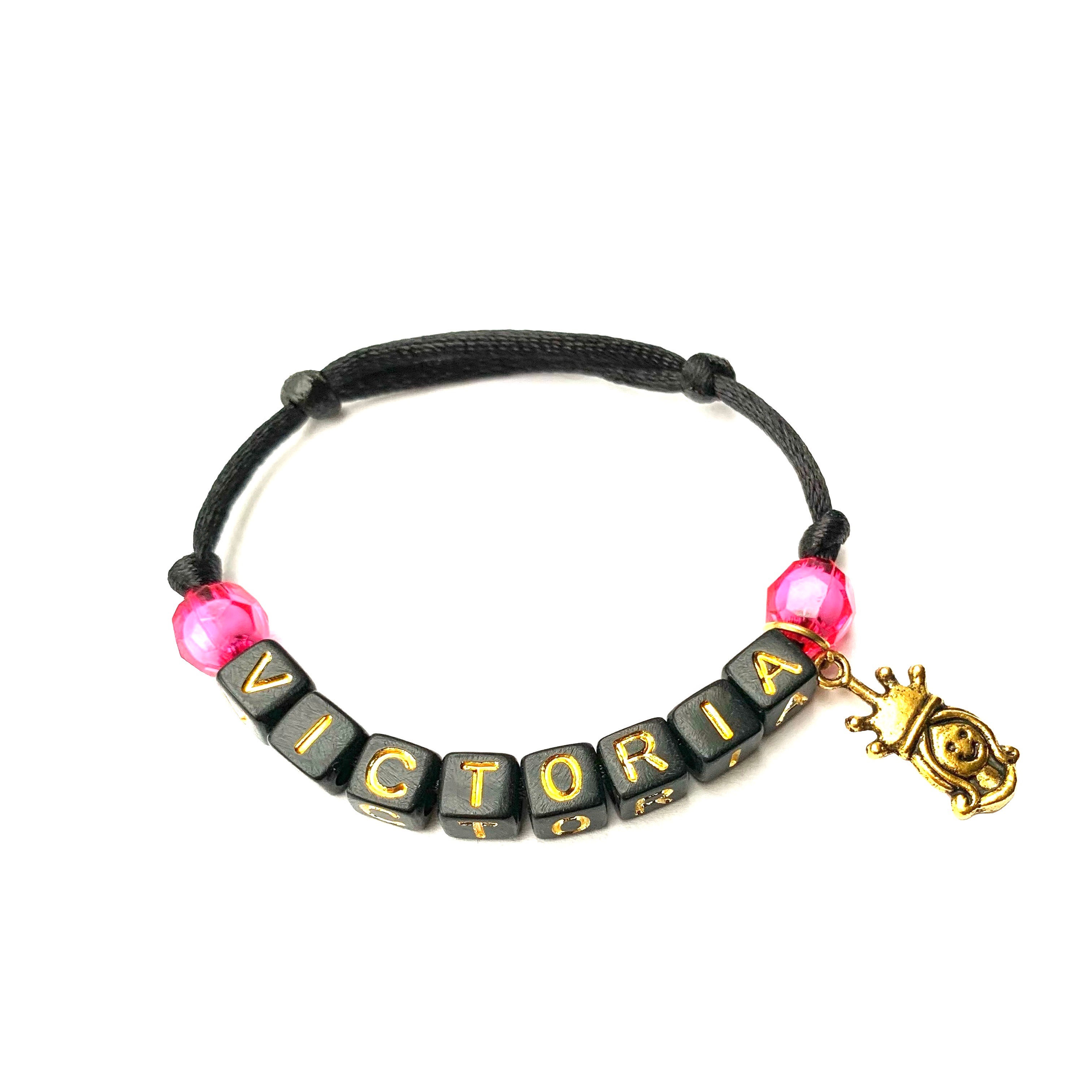Bracelet personnalisable avec prénom VICTORIA + pendentif Princesse