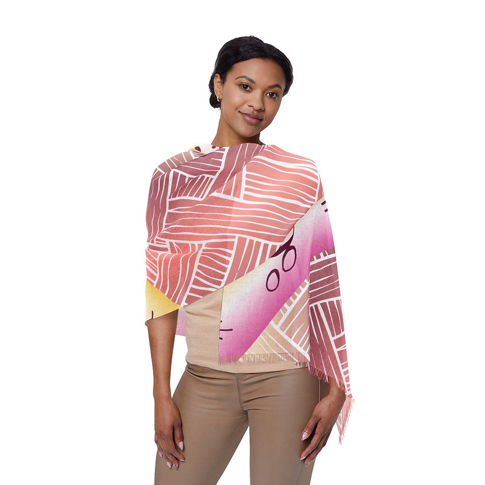 Thumbnail: Light Scarf – Pink Pictographs