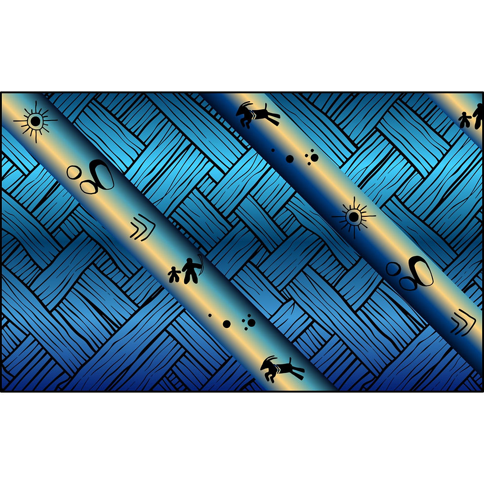 Thumbnail: Blue Pictographs Fabric - Spun Polyester