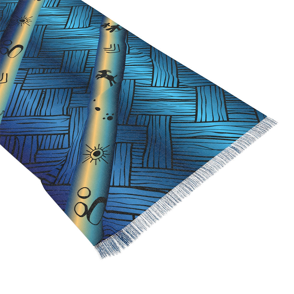 Thumbnail: Light Scarf – Blue Pictographs