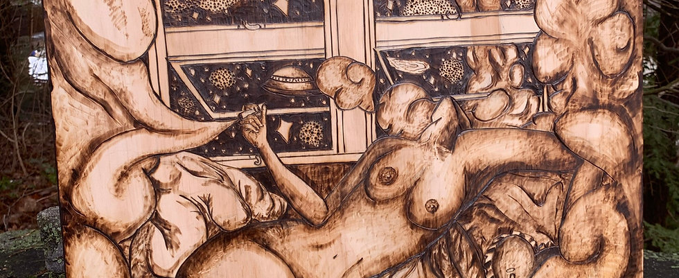 "Me Time" Pyrography Piece