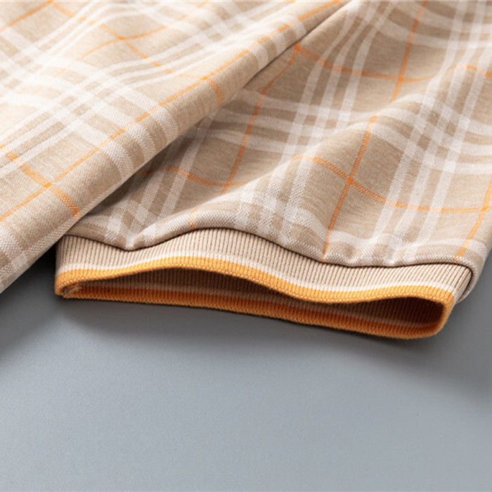 Miniatura: Men Lapel Collar Two-Piece Set Sweatshirt Polo Shirt Short Pants Beach Shirt Sui