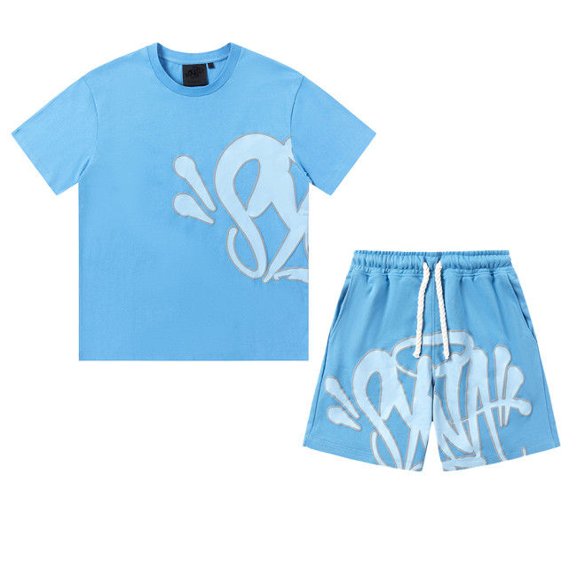 Miniatura: Men Women Two Piece Suit Set Sweatshirt Pullover Sweatwear Short Sleeved T-Shirt