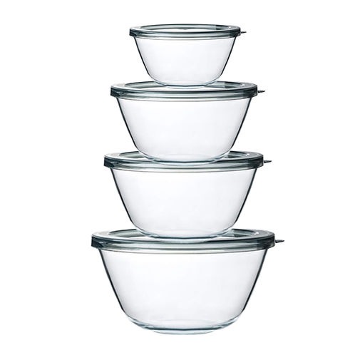M MCIRCO Glass Mixing Bowls with Lids, 4 Packs Glass Bowl Set, Nesting Bowls for Meal Prep, Food Storage, Bowls For Cooking, Baking, BPA-Free, 0.8/1.7/2.9/4.8 Qt - Thumbnail 2