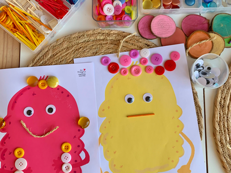 Cute Monster Themed Art & Loose Parts Play Printable for Kids + Mindfulness Cards