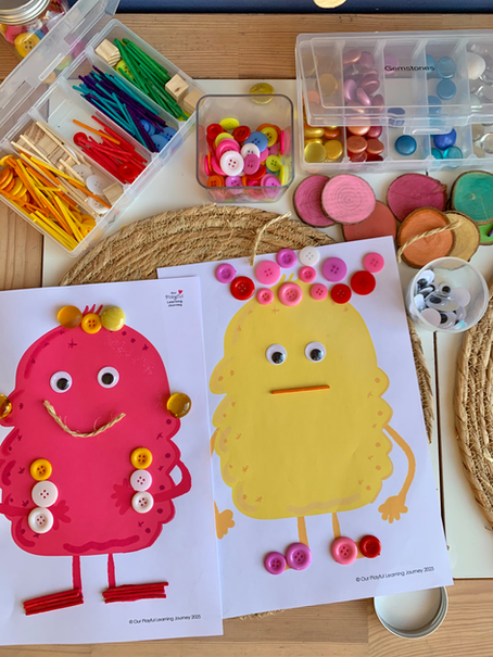 Cute Monster Themed Art & Loose Parts Play Printable for Kids + Mindfulness Cards