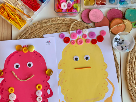 Cute Monster Themed Art & Loose Parts Play Printable for Kids + Mindfulness Cards