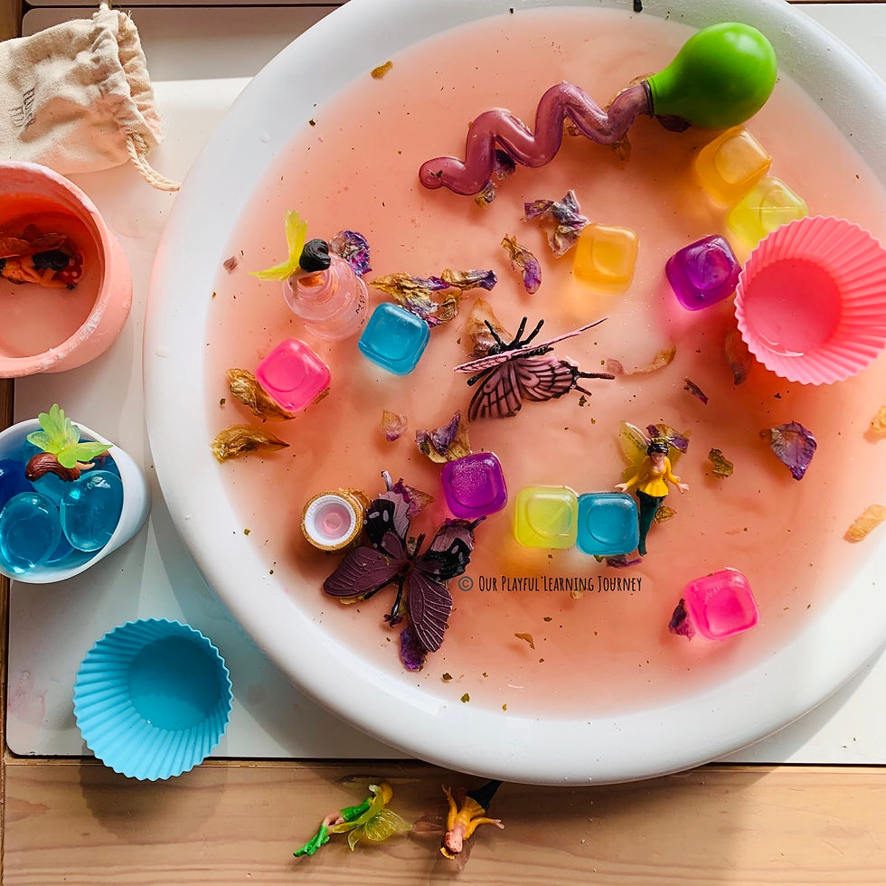 Fairy water play using magical pink fairy potion