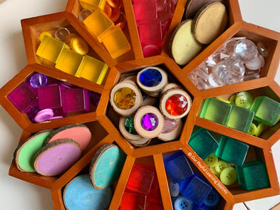 Easy DIY Gem & Rainbow Coloured Wood Slices for Loose Parts Play