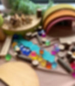 Small world play set up for kids using open ended toys and loose parts - tips for setting up a small world