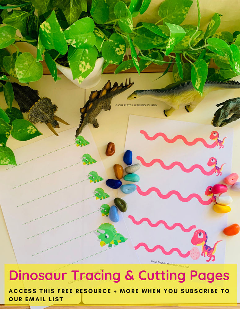 FREE Dinosaur Tracing & Cutting Printable Pages