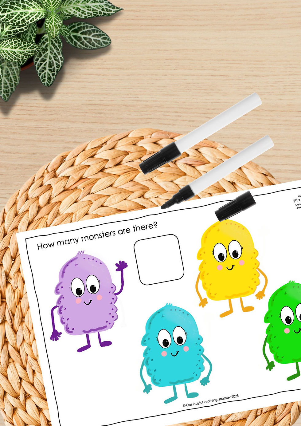Thumbnail: monster themed numbers 1-10 playdough play mats + loose parts play printable for kids + clip cards