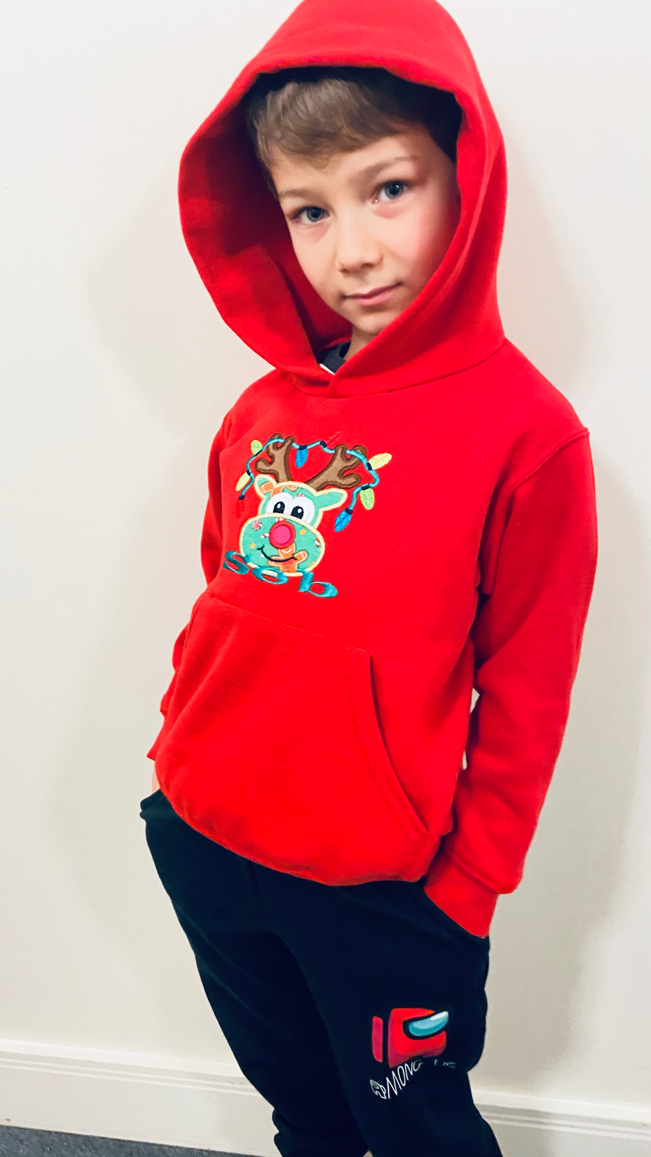 Personalised Unique Christmas Rudolph name jumper/hoodie boy/girl/baby gift