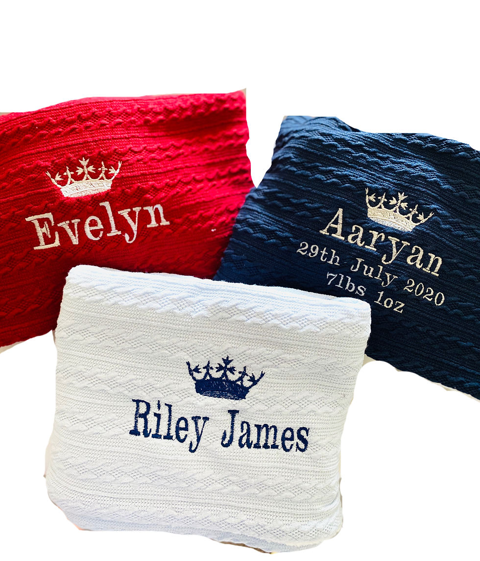 縮圖：Luxury Baby Boy Girl Blanket Knitted Personalised Soft Snuggle Pom Pom Gift